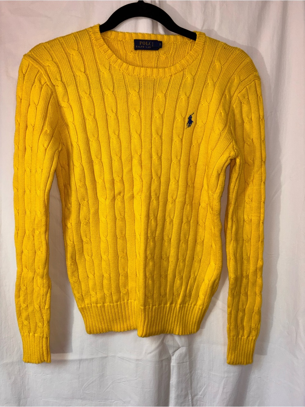 Polo by Ralph Lauren Bright Yellow Cable-Knit Crewneck Sweater